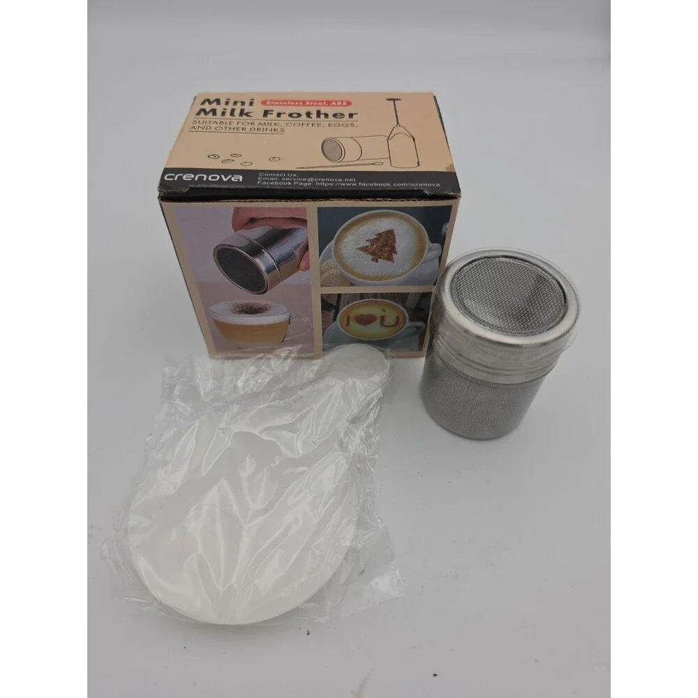 Crenova Coffee Art Stencil Shaker Set w/ 16 Stencils Stainless Steel Latte Cappu